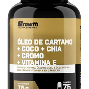 ÓLEO DE CÁRTAMO + COCO + CHIA + CROMO + VIT. E (75 CAPS) - GROWTH SUPPLEMENTS